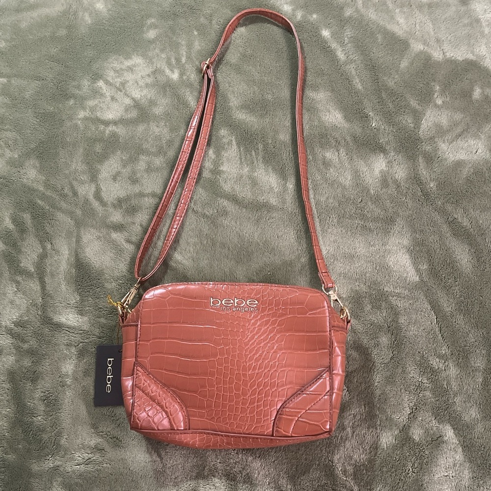 Brown Croc Bebe Crossbody Bag